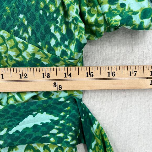 DIANE VON FURSTENBERG Suron Python Wrap Dress Womens 8 Green Sleeveless Vneck - Picture 12 of 13